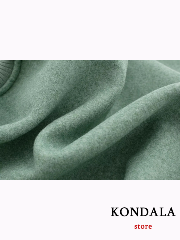 KONDALA-Jaqueta curta de peito único feminina, casacos casuais vintage, monocromáticos, gola em O, manga comprida, moda, outono, inverno, 2023