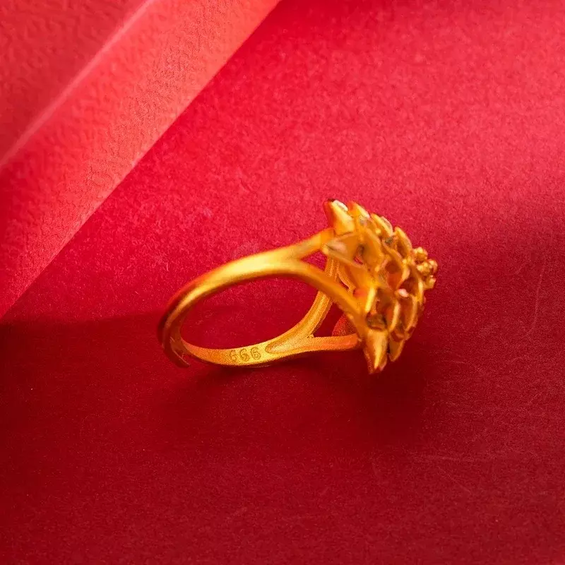 Ajustável 24 k Gold Color Dragão e Phoenix Anel para Homens e Mulheres, Presentes de Jóias Finas, Oro, Anéis Melhores Presente, 100% Puro