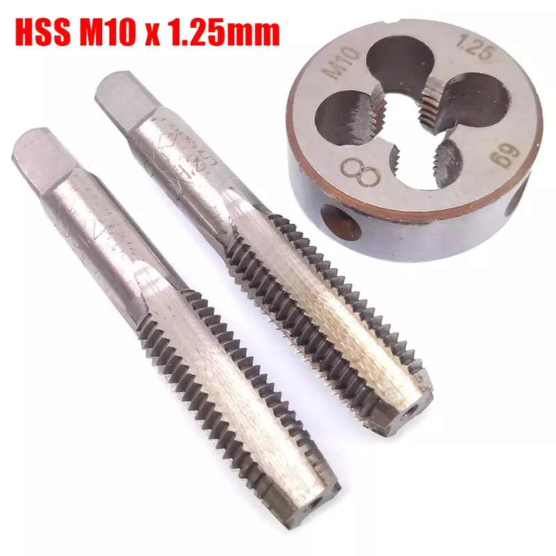 HSS M10 X 1.25mm Taper Plug Tap M10 X 1.25mm Die Metric Thread Right Hand Metric Screw Thread Tap Drill Machine Plug Tap Die