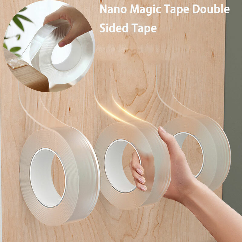 1/2/3/5M Silicone Adhesive Tape Nano Double sided Waterproof Tape Reusable Waterproof Self-Adhesive Cleanable Home gekkotape