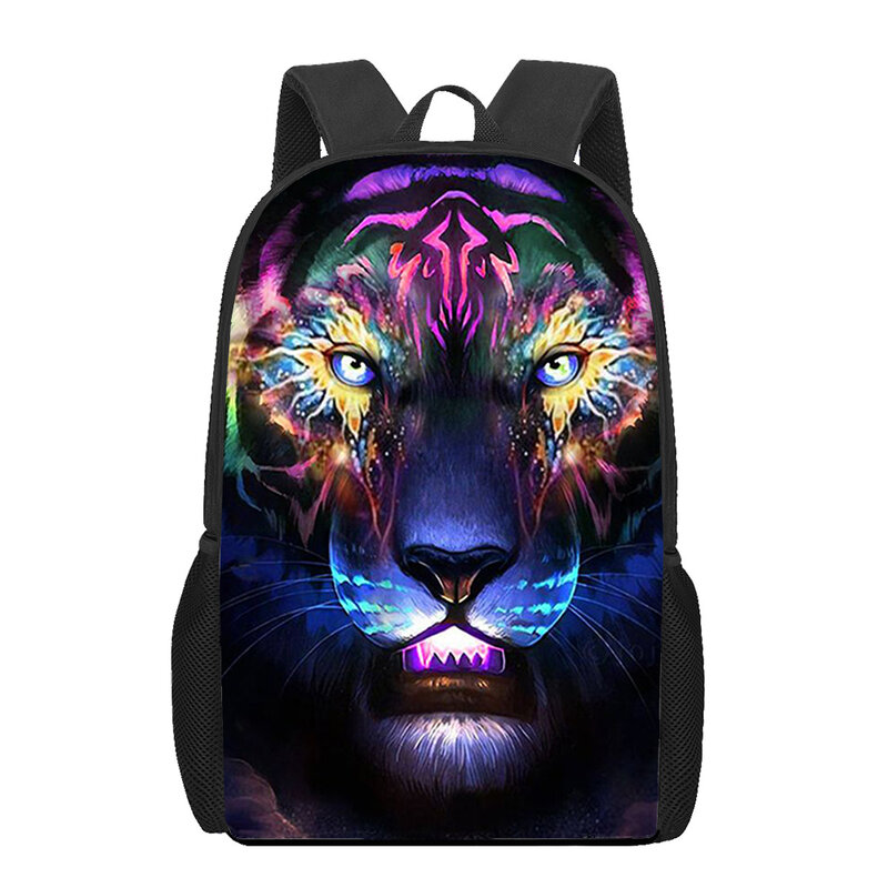 Ransel pola harimau kreatif Fiercely untuk anak laki-laki perempuan tas buku siswa tas punggung perjalanan ransel bahu remaja