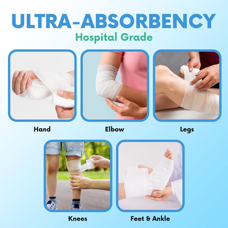 1/5/10 Rolls Disposable First Aid Wound Dressing Tear Resistant Bandage Roll Fixation Absorbent Cotton
