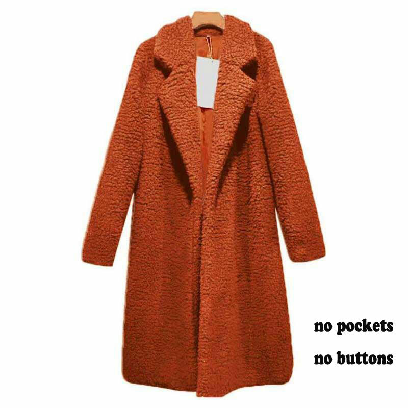 Abrigo largo de piel sintética para mujer, chaqueta gruesa y cálida de felpa, prendas de vestir esponjosas, otoño e invierno, 2022