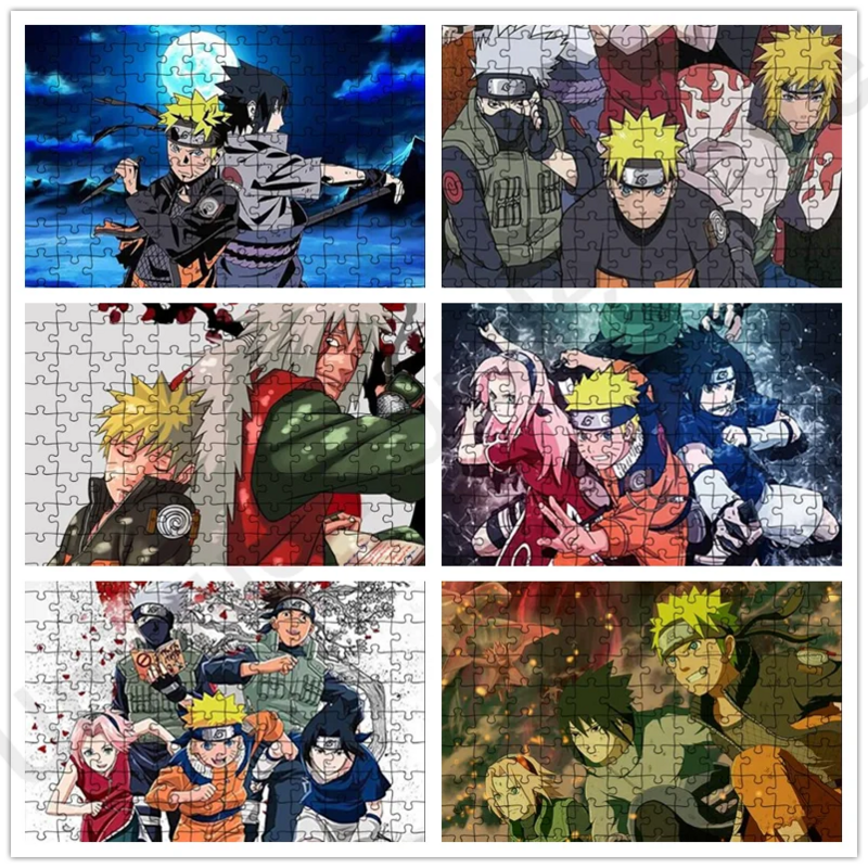 Puzzle untuk Dewasa Bandai Anime Naruto Ninja Jigsaw Puzzle Igsaw Permainan Keluarga Menyenangkan Mainan Pendidikan Intellective Desain Unik