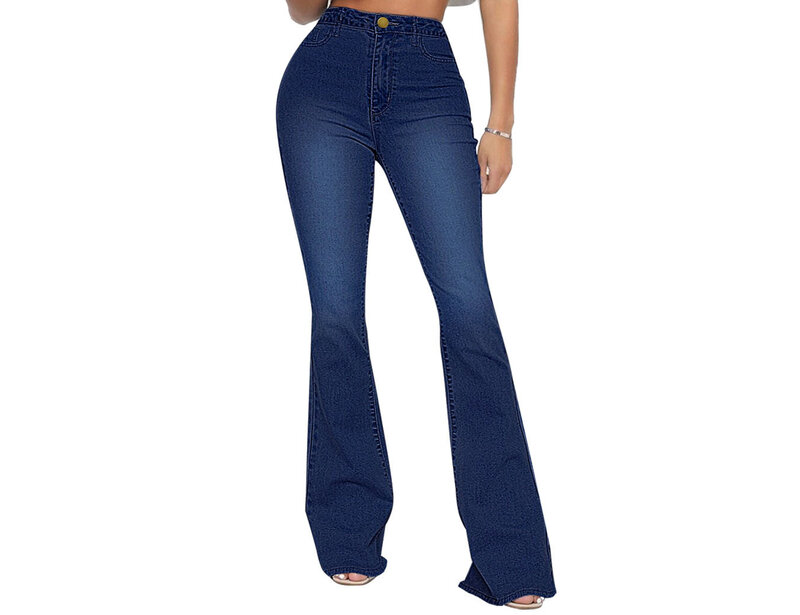 Calça jeans feminina, micro elástica, cintura alta, jeans micro-flare, moda feminina, tendência casual, nova