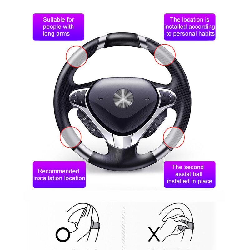 Perilla giratoria de refuerzo para volante de coche, rotación de 360 grados, rodamiento de Metal, mango de potencia, Ayudante en forma de bola, Control manual