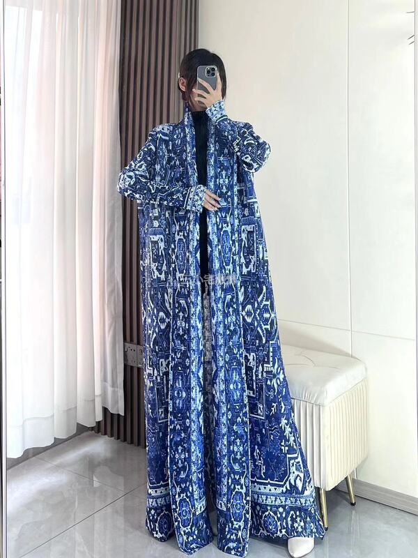 YUDX Pleated 2024 Summer New Long Loose Plus Size Premium Quality Arabic Women 's Robe Cardigan Design Traditional Luxury Trench