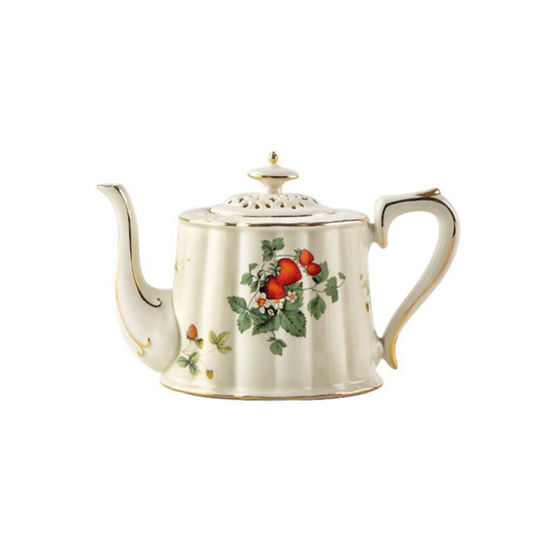 Juego de tazas de café de tetera Retro francesa, Taza de borde dorado, platillo de flor, taza grande, taza de té de la tarde inglesa B