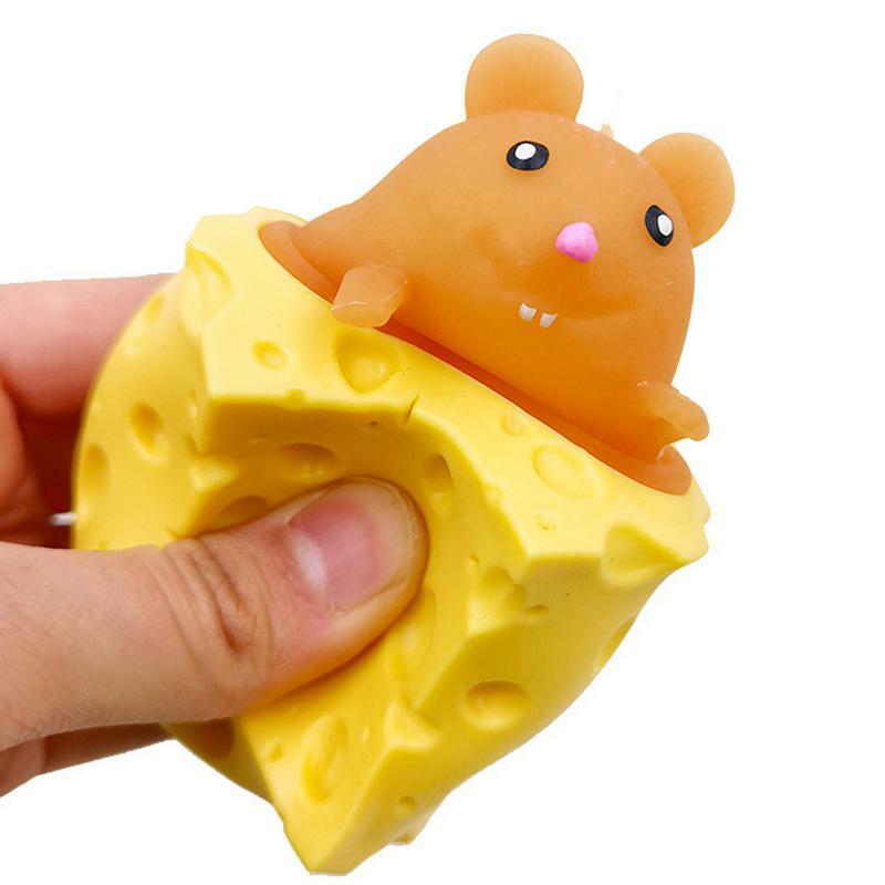 Cangkir keju mainan cubit tikus mainan pemeras anak-anak mainan sensorik kreatif pereda stres untuk dewasa balita