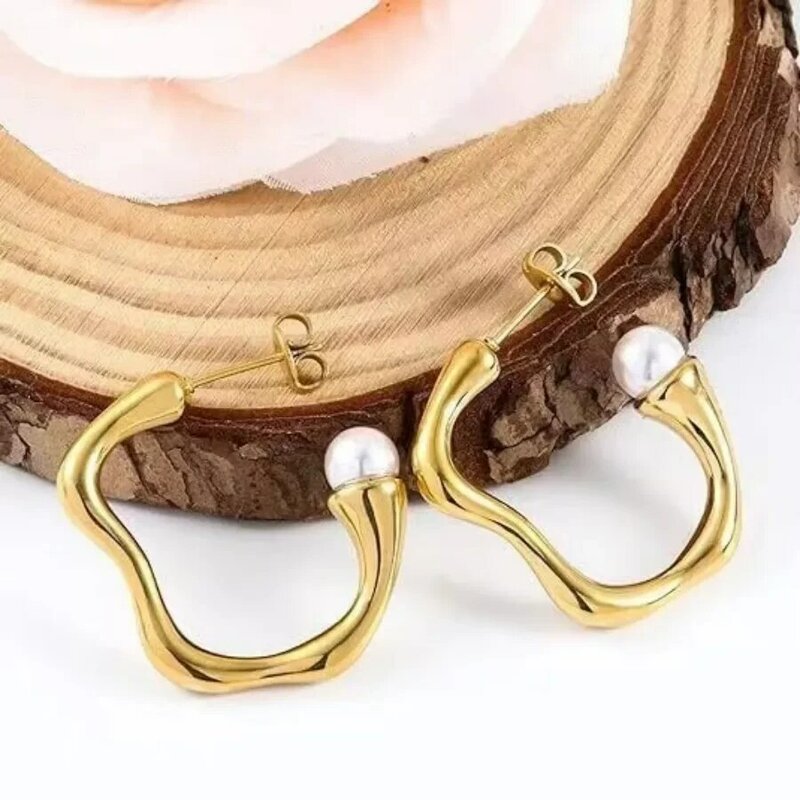 18 Karat Gold Charms Silber Perle Stud schöne süße Ohrringe für Frau Dame Mädchen Hochzeits feier Geschenk neu