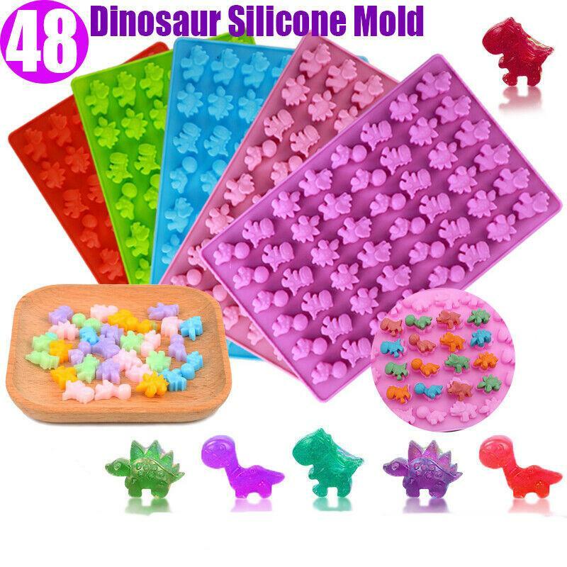48-hohlraum Dinosaurier Schokolade Mold Dinosaurier Shell Silikon Candy Form mit Dropper DIY Nette Ice Cube Tray QQ Candy fondant Form