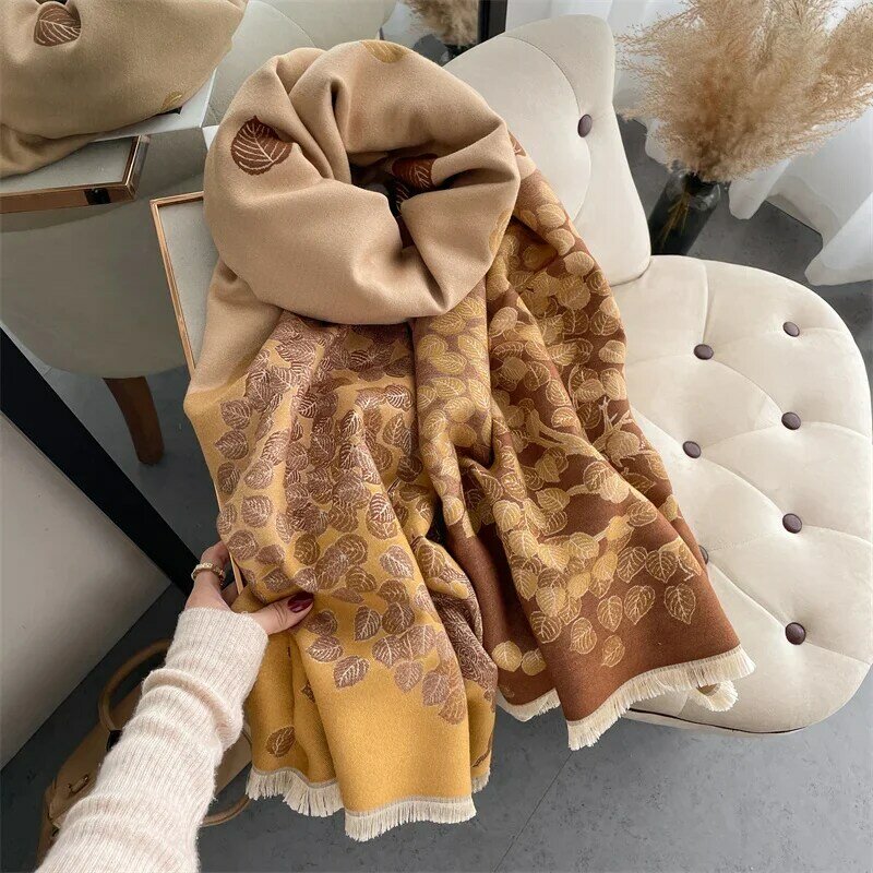 Роскошный зимний кашемировый шарф для женщин, дизайнерская теплая шаль из пашмины, шаль, бандана, женское толстое одеяло, мягкий фуляр