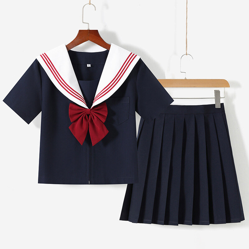Basic Navy Seemann Anzug japanische Schuluniform Schulmädchen Seifuku Student Anime Cosplay Kostüm Frauen sexy JK Falten rock Set
