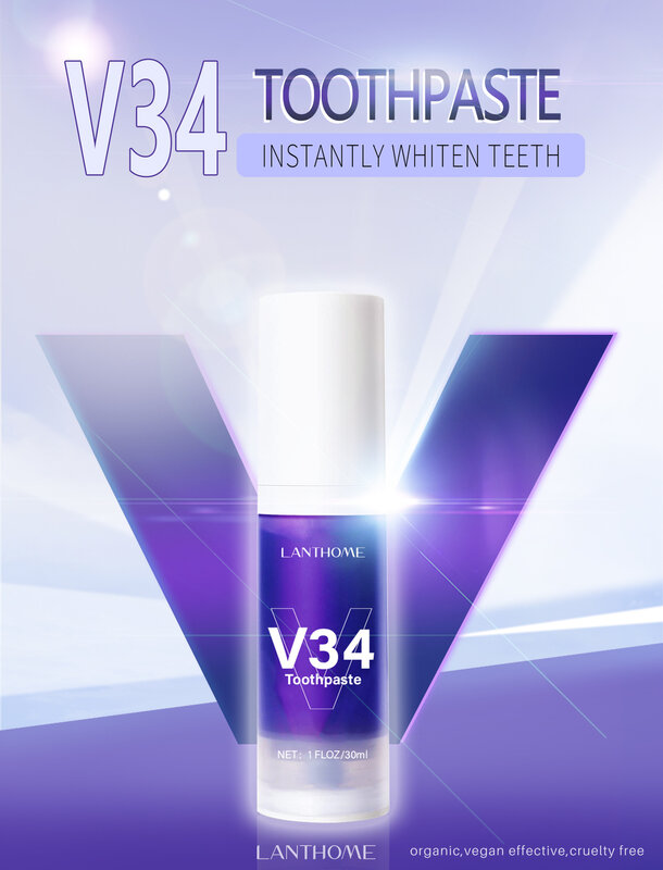 New Teeth Whitening Toothpaste Mousse V34 Color Tooth Correction Whitener Teeth Purple Non-invasive Whitening Toothpaste