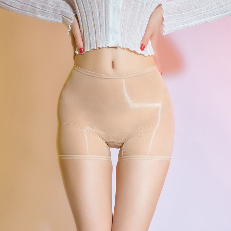 Celana dalam Boxer berkilau minyak melar celana dalam keselamatan rok wanita celana dalam Lingerie seksi ramping pakaian dalam tembus pandang Musim Panas A50