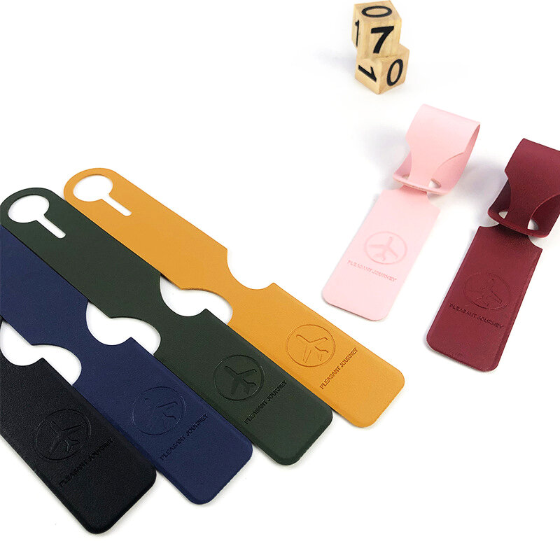 1PC PU Leather Luggage Tag Portable Suitcase Identifier Label Baggage Boarding Bag Tag Name ID Address Holder Travel Accessories