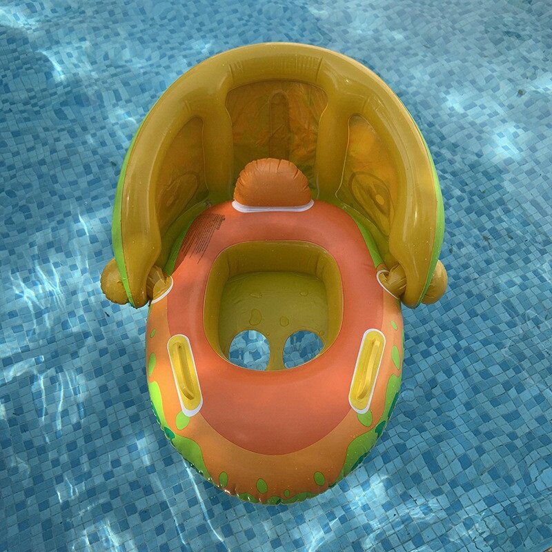 Baby Opblaasbare Zwemringen Stoel Voor 1-4y Zwevende Zonnescherm Zwemcirkel Zwembad Zomerwateraccessoires Zonnescherm Badspeelgoed