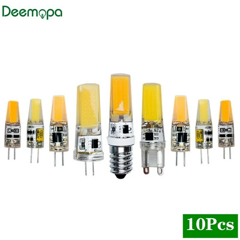 10Pcs/lot G4 LED Lamp 3W 6W COB LED Bulb E14 AC/DC 12V 220V Lampada LED G9 COB Spotlight Chandelier Lighting Replace Halogen