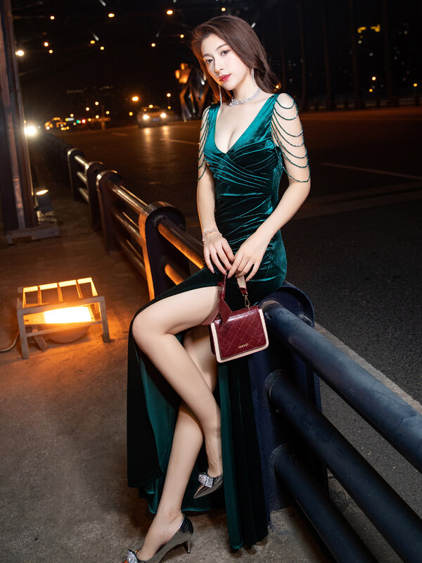 Temperament Abendkleid neue sexy High-End-Bankett Auto Modell ärmelloses Kleid Promi High-End-Party kleider Vesido