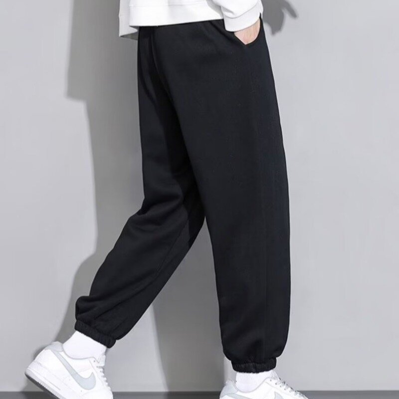 Celana Joger kasual mode Jepang celana olahraga Jogger kasual celana olahraga serut Hip Hop celana olahraga untuk pria celana longgar jalan tinggi