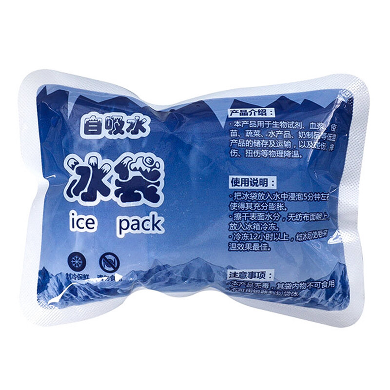 Packs de glace absorbants réutilisables auto-amorçants, tible de glace secs, gel de conservation des aliments froids, boissons compressées