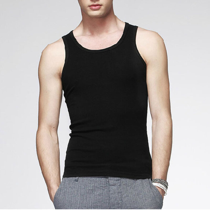 Camiseta de decote masculino sem mangas, preto, branco, cinza, singlets, fitness, casual, musculação, liso, regatas, tops roupas