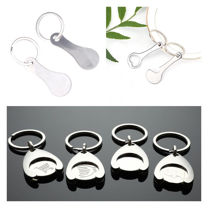 2pcs Key Hook Key Rings Aluminum Alloy Key Ring Shopping Trolley Tokens Key Chains Accessories Decorative 