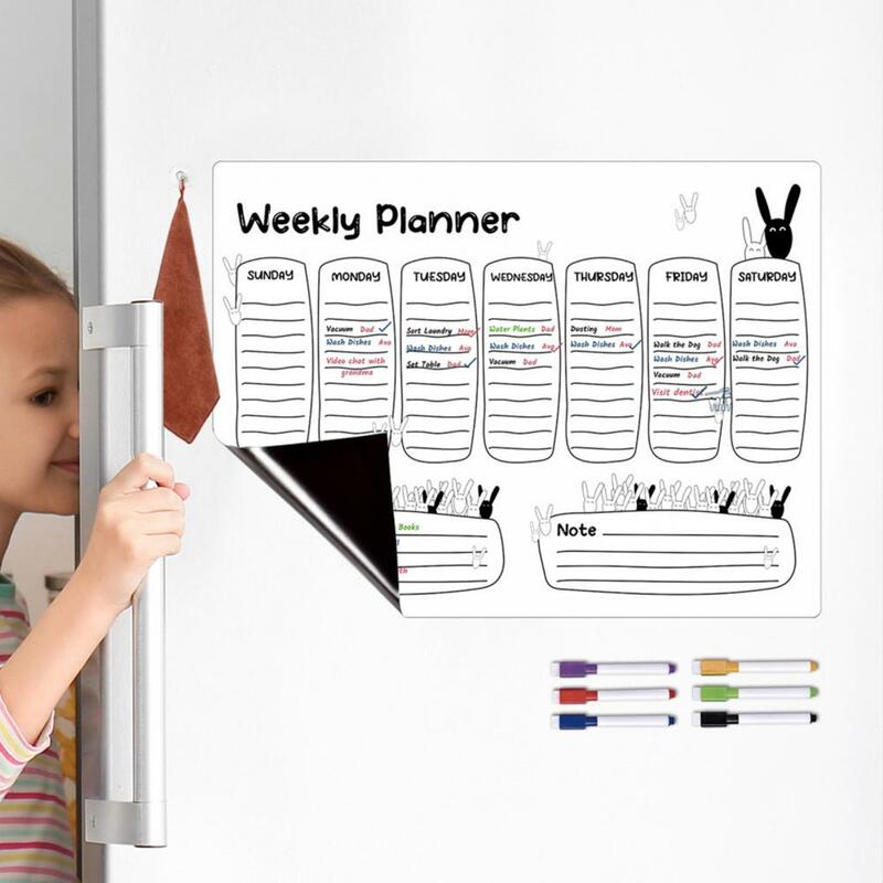 Magnetic Whiteboard Weekly Planner Set, Avançado, Tecnologia Anti-Incrustante, Frigorífico com Dry-apagar Mensagem para Casa, 9Pcs