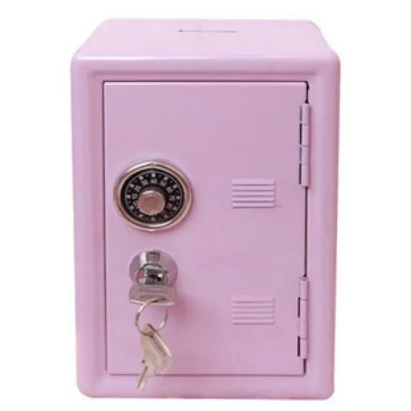 Caja de Seguridad organizadora de hierro rosa, hucha decorativa de escritorio, Mini gabinete de Metal, caja de almacenamiento de dinero