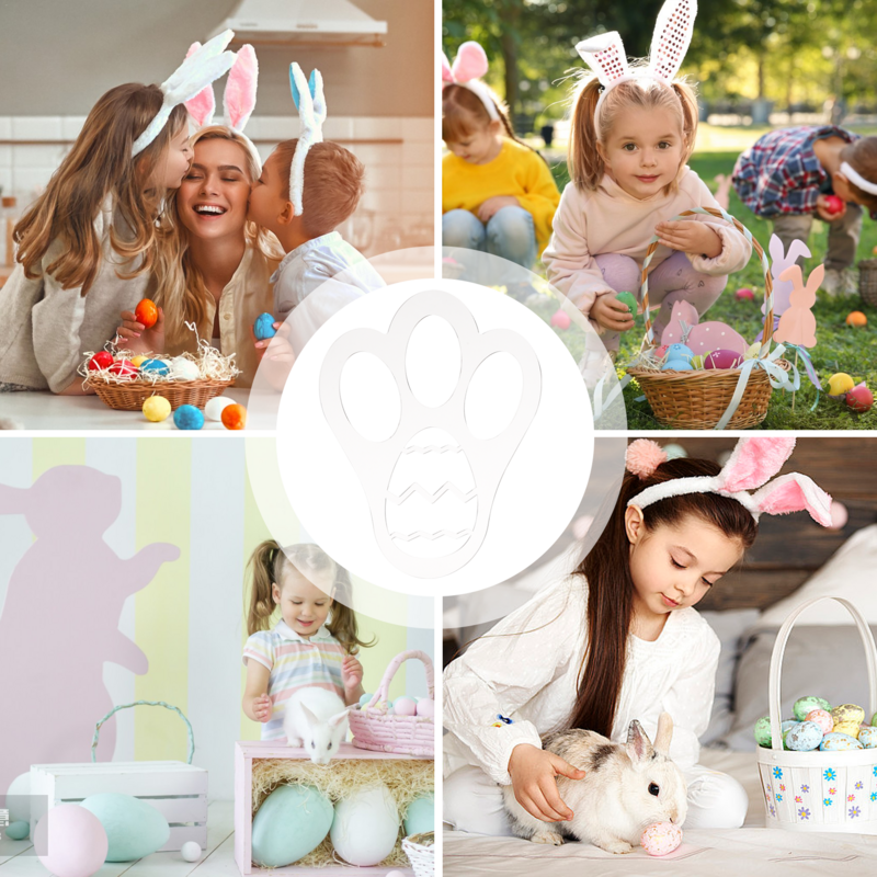 Modèle d'empreintes de pas de lapin de Pâques pour enfants, galets de vacances, surdose d'œuf, pistes de lapin, cadeaux de bricolage, fête de Joyeuses Pâques