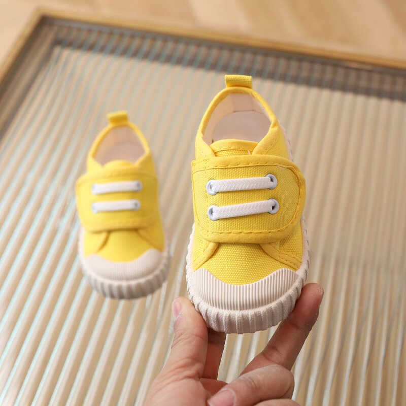 Baskets en toile pour enfants, chaussures décontractées pour tout-petits, confortables et douces, blanc non ald, chaussures solides pour bébés, garçons et filles