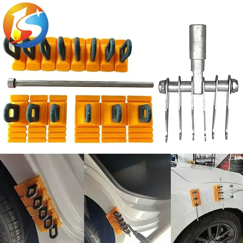 New Paintless Glue Puller Tabs Dent Car Repair Tool Vehicle Dent Removal Repairing Tool Set Orange Dent Puller Kit Tools set