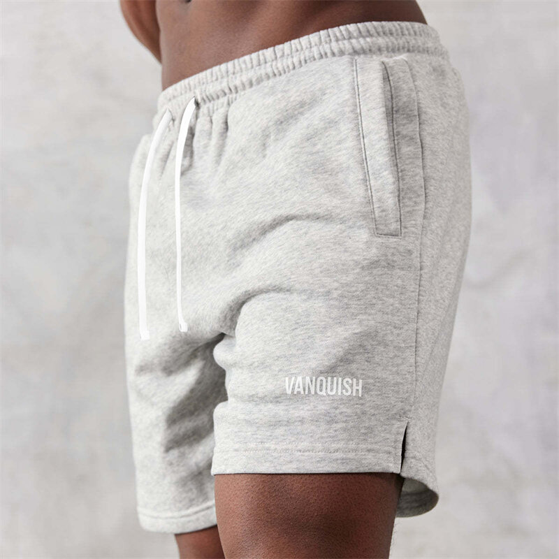 Pantalones cortos de algodón para hombre, pantalón de chándal informal con estampado a la moda, color negro, para entrenamiento y correr