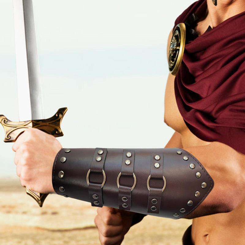 Pulseira medieval para homens e mulheres, braçadeira de couro, braçadeiras viking, guarda de braço, braçadeiras proctectivas