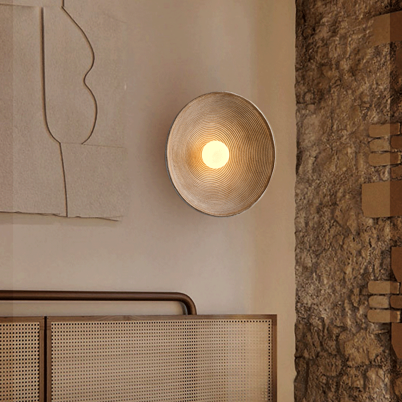 Indoor Retro Japanese Style Wall Circle Lamp Bedroom Bedside Light Sconces LivingRoom Dining Room Aisle Decor Design Lighting