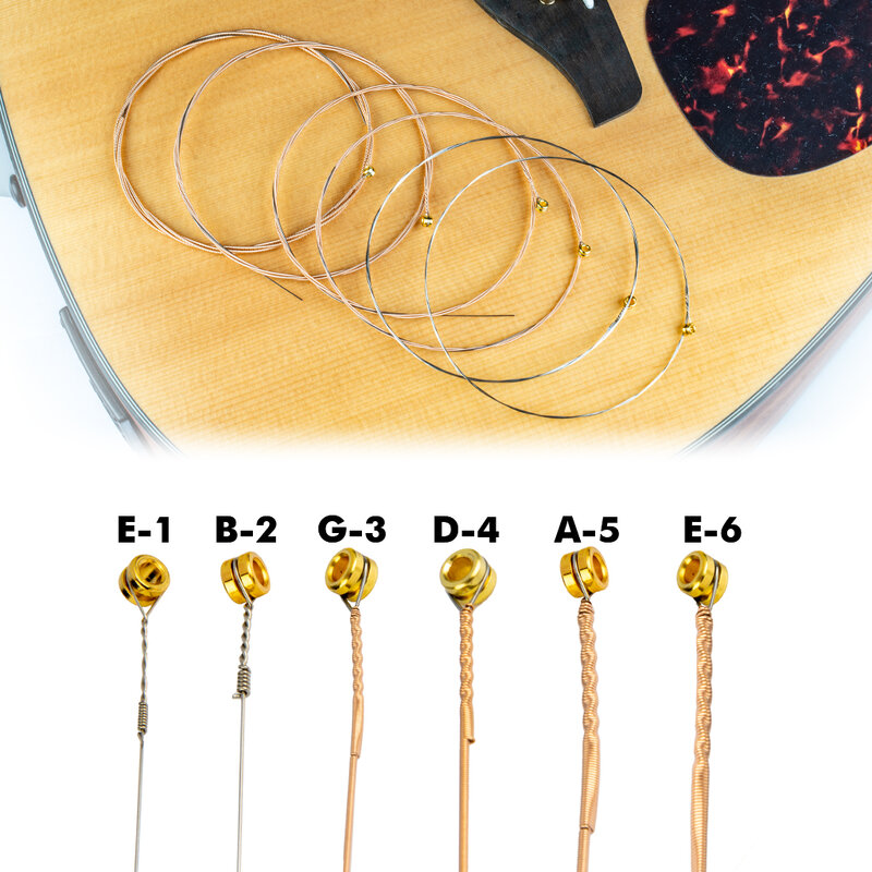 1 упаковка акустической народной гитары Gitar Gutiarra струны с фосфорным медным покрытием 010-050 Дюймов прозрачный тон мягкий на ощупь семейный набор