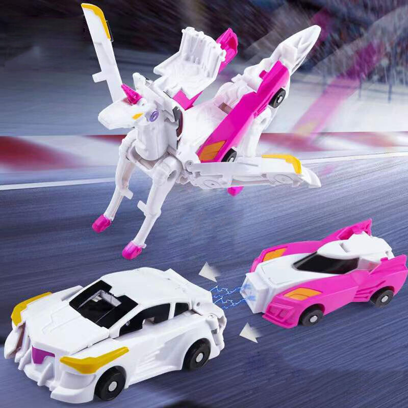 Hello Carbot Unicorn Series Transformation Action Figure Robot Models 2 in 1 one Step Model Deformed Car model Children toys