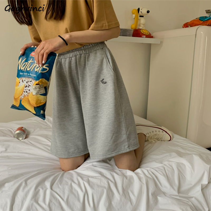 Pantalones cortos de pierna ancha para mujer, Shorts holgados de cintura alta, bordados coreanos, estilo Harajuku, Y2k, informales, a la moda, novedad de verano