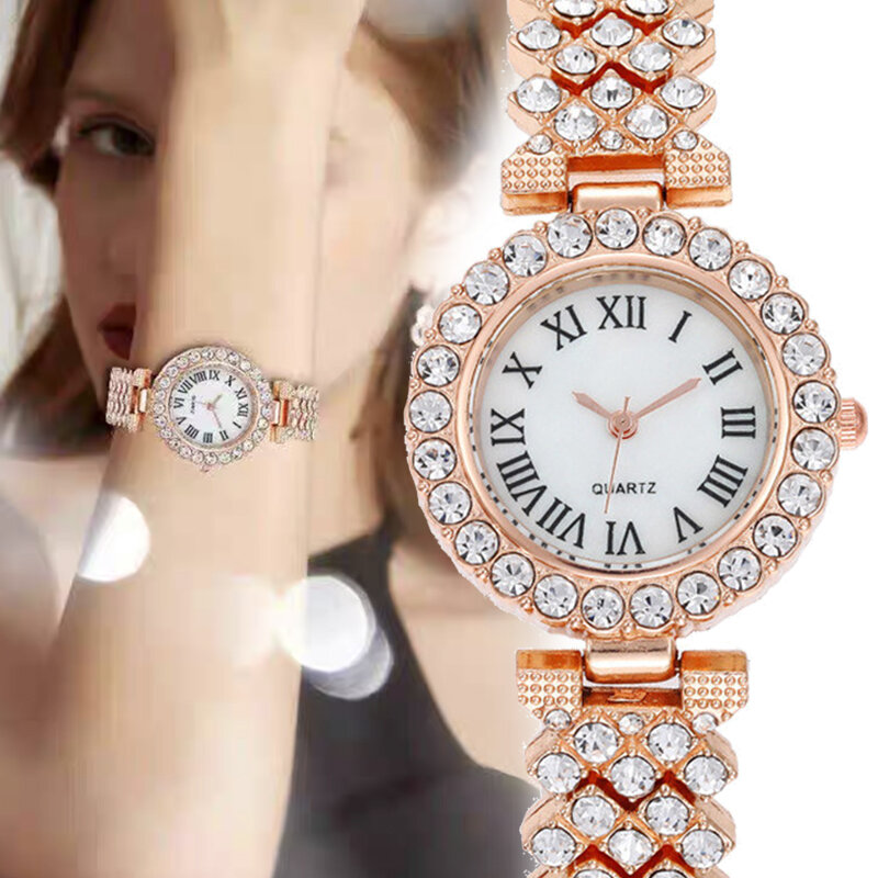 Luxury Brand Diamond Women Watches Gold Watch Ladies Wrist Watches Rhinestone Women's Bracelet Watches Female Relogio Feminino