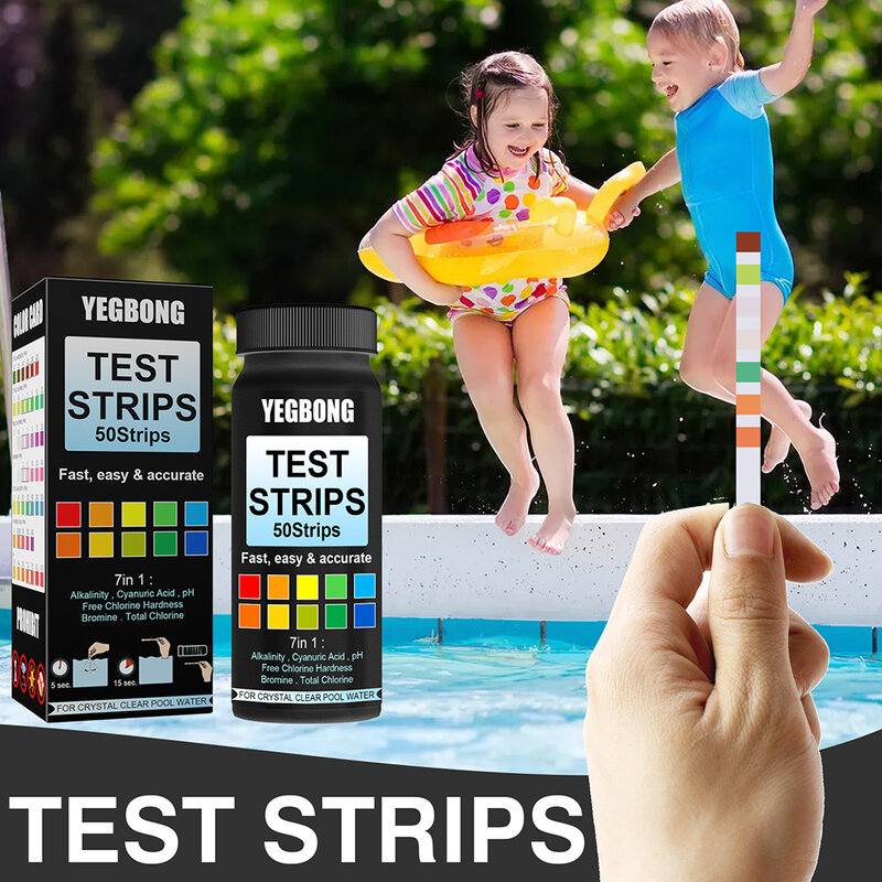 Protable Useful Durable Test Strips Ph 1 Bottle 50pcs 7 In 1 High Quality Pool Water Test Paper Testing Strips