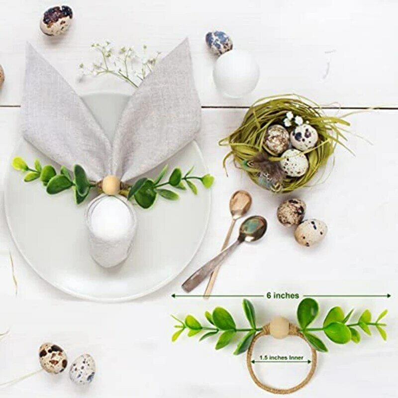 絶妙なディナーテーブル設定ナプキンリング、休日のための素朴な装飾、手作り、6個