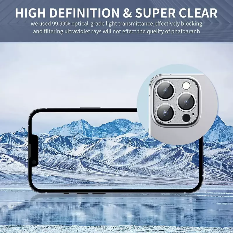 Protector de lente de cámara de cubierta completa para iPhone 14 Pro Max, vidrio templado para iPhone 11, 12, 13, 15 Pro Max, Mini Protector de cámara