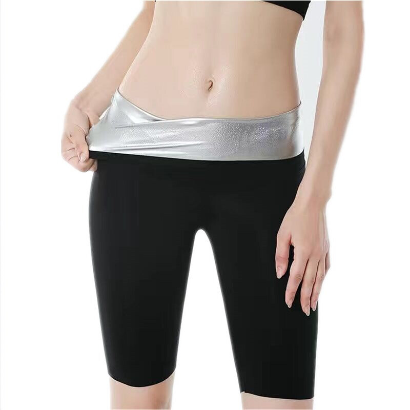 Mulheres sauna calças de suor thermo controle de gordura legging corpo shapers fitness estiramento controle calcinha cintura fina shorts