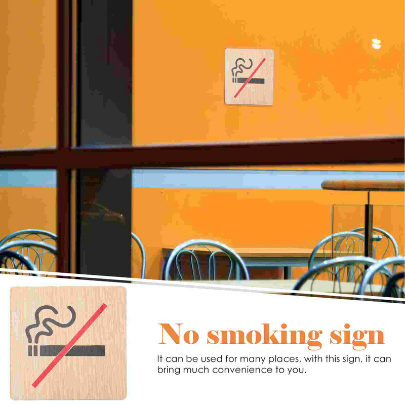 4 Pcs No Smoking Sign Wooden Wall Signs Warning Label Stickers Reminding Public Label