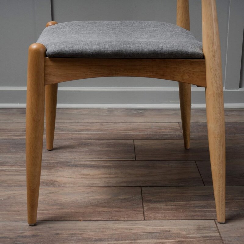 Francie Fabric with Oak Finish Dining Chairs, 2-Pcs Set, Grey / Oak