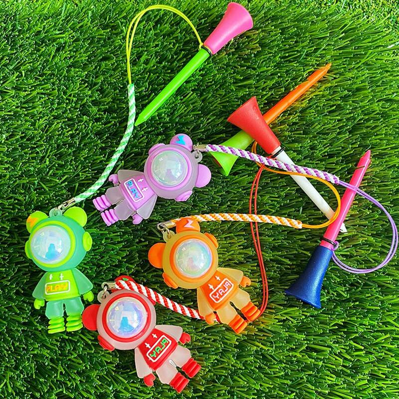 4Pcs Lightning Bear Golf Tee Cartoon Plastic Anti Lost Golf Tee with Pendant and Strap Unique Gifts for Female Golfers
