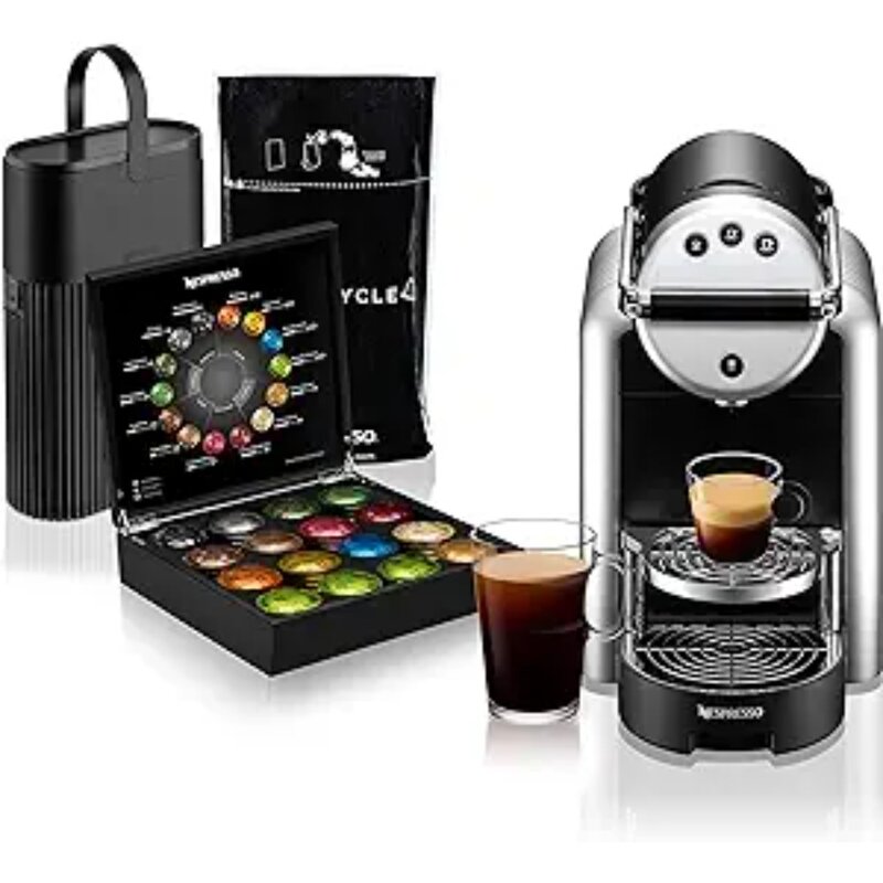 New-Professional Coffee Maker Starter Bundle, Zenius Professional Coffee Machine, Presentation Box for Capsules