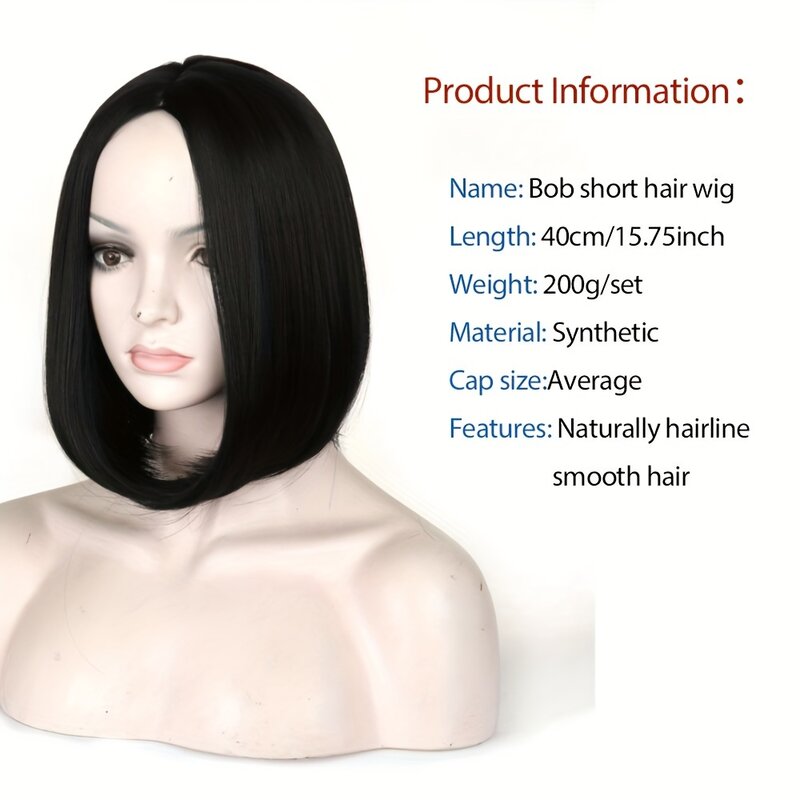 Ombre Short bone Straight Bob Synthetic Wigs with Middle Part Bangs Lolita Cosplay Hair accessories women Daily wear use wigs