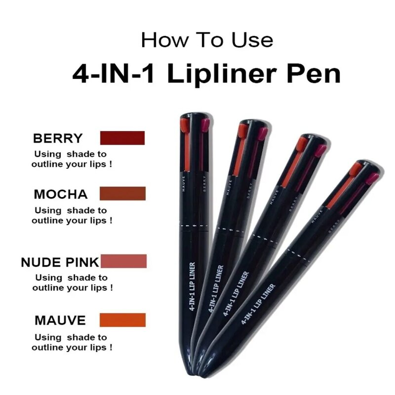 Longa duração Lip Liner Pen, maquiagem impermeável, Matte textura ferramenta cosmética, alta cor, renderização, novo