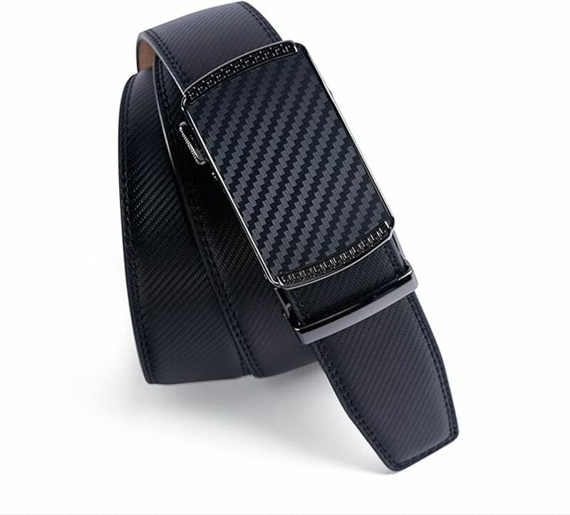 PlusZis-Cinturón de trinquete de cuero genuino para hombre, hebilla automática, vestido de moda, talla grande